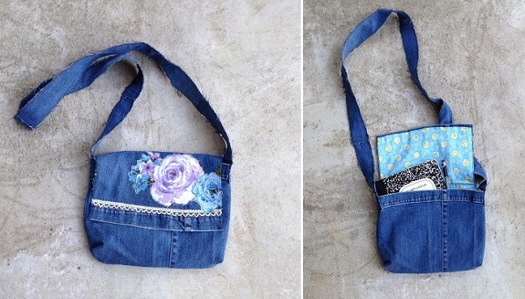 Tutorial: Recycled jeans messenger bag with a jeans hem flap
